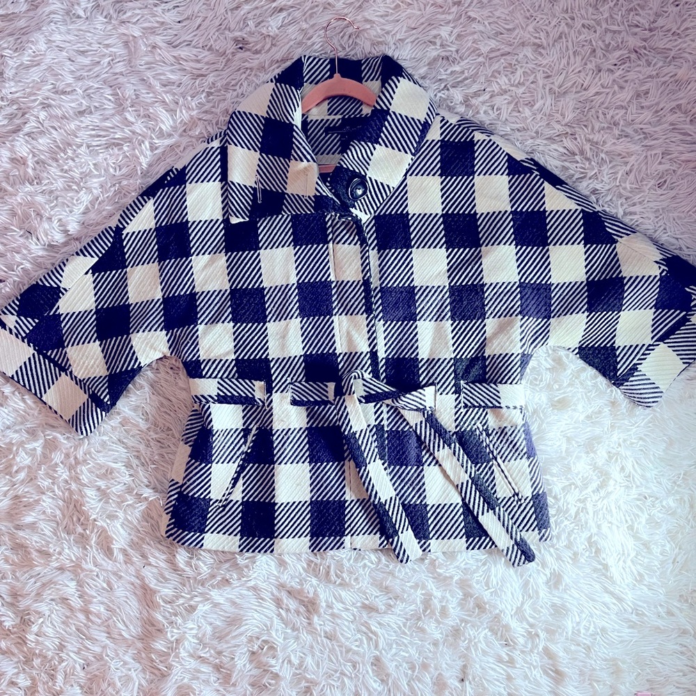 Willi Smith Plaid Checkered Cropped Peacoat Large - Picture 16 of 16